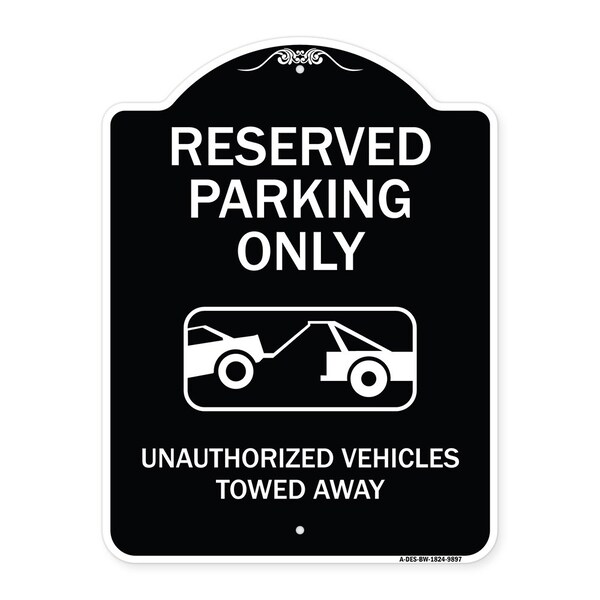 Signmission Designer Series-Resident Parking Unauthorized Vehicles Towed Away With Gr, 24" x 18", BW-1824-9897 A-DES-BW-1824-9897 - main